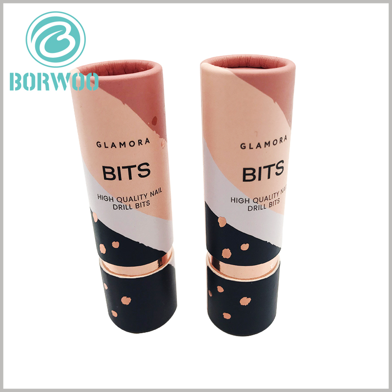 1 inch diameter cardboard tubes packaging with bronzing printed, the outside of the inner tube is mounted with rose gold paper, keeping the same theme as the rose gold printing.