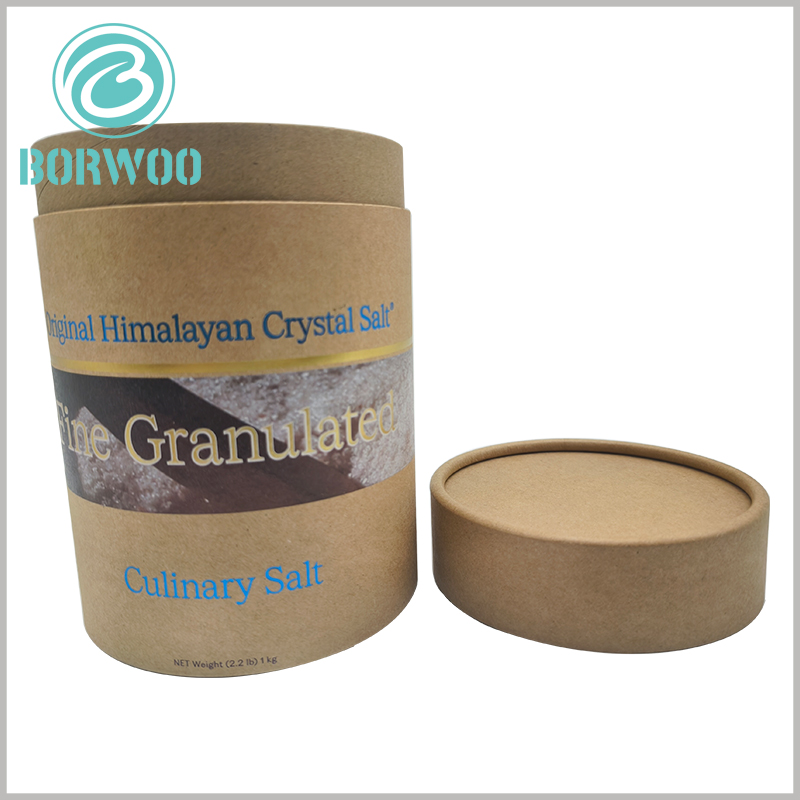 1000g culinary salt packaging tube, the product name and brand name printed on the kraft paper tube packaging are in different colors, which is more attractive for the brand