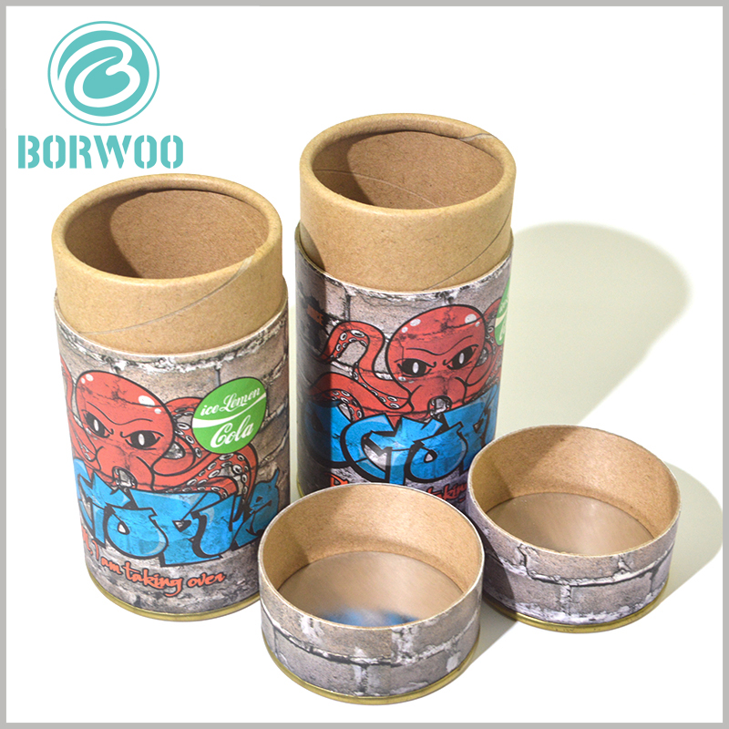3D pringted creative kraft paper tube packaging boxes with iron lids