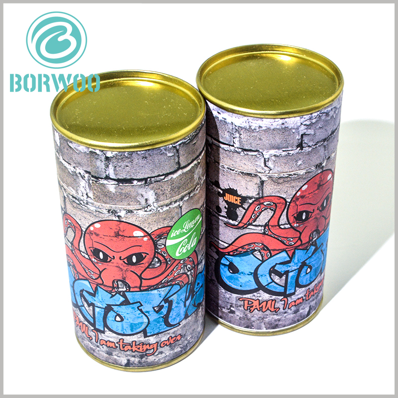 3D pringted creative kraft paper tube packaging with iron lids