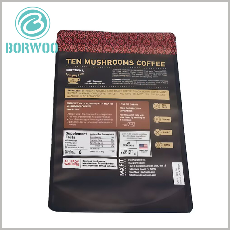 Customize your brand with 5OZ grinds mellow ryze mushroom coffee pouches! Our resealable stand-up pouches support full customization, including logo printing, color matching and brand artwork, making them perfect for private label mushroom coffee brands. The 5OZ capacity is tailored for ryze mushroom coffee grinds, with an airtight zipper to ensure freshness and a sturdy design that stands out on retail shelves.