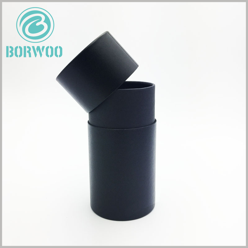 Biodegradable cardboard tubes packaging with lids.350g black cardboard and imitation cloth as raw materials
