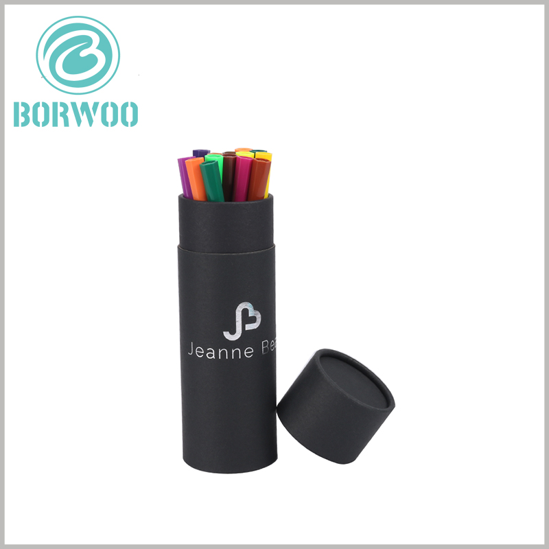 Black Small diameter cardboard tube packaging boxes for pen.chocolate bars, or other products with a long stick form