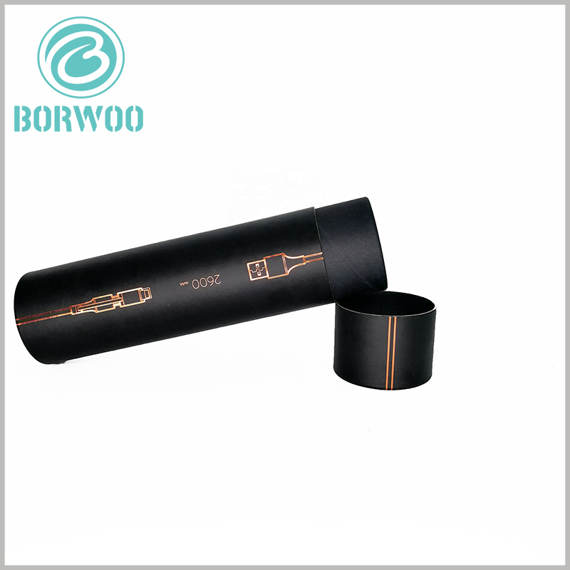 Black cardboard tube boxes for cable packaging.The packaging is sturdy and durable, which has a positive effect on product sales.