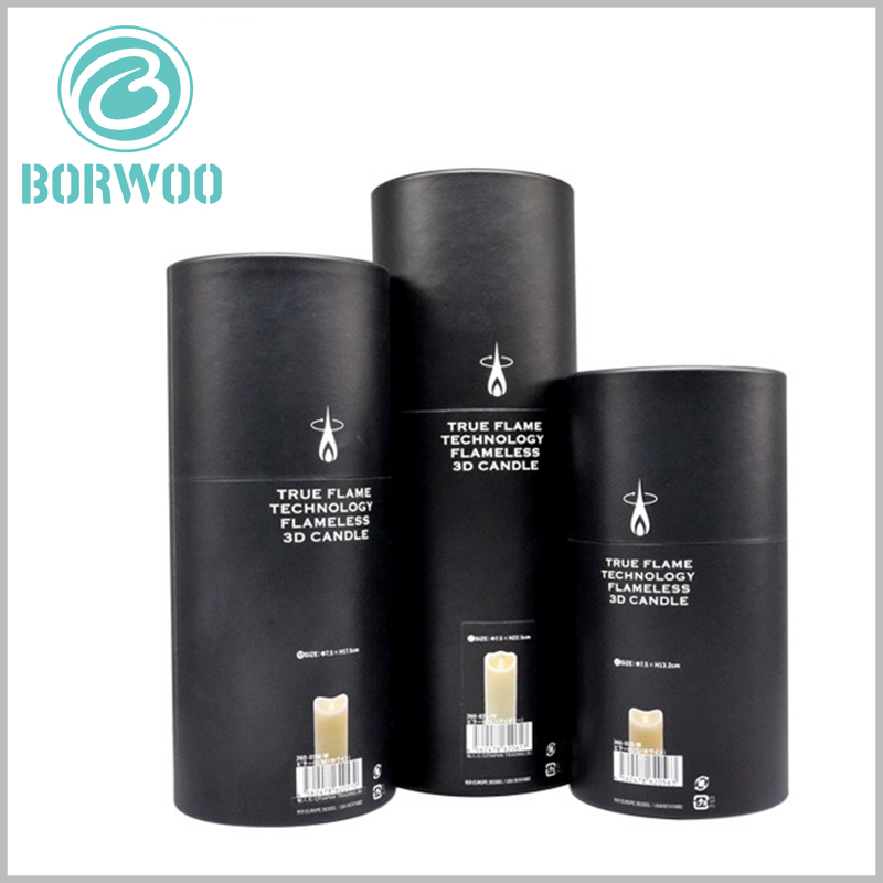 Black cardboard tube boxes packaging for candle.The product picture and name are printed on the package, and the customer can quickly judge the product characteristics inside the package