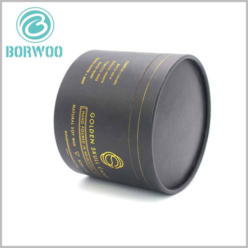 Black cardboard tube candles boxes packaging with bronzing printing.As elegant products emphasizes simplicity, only printing LOGO and letters on the surface of paper tube