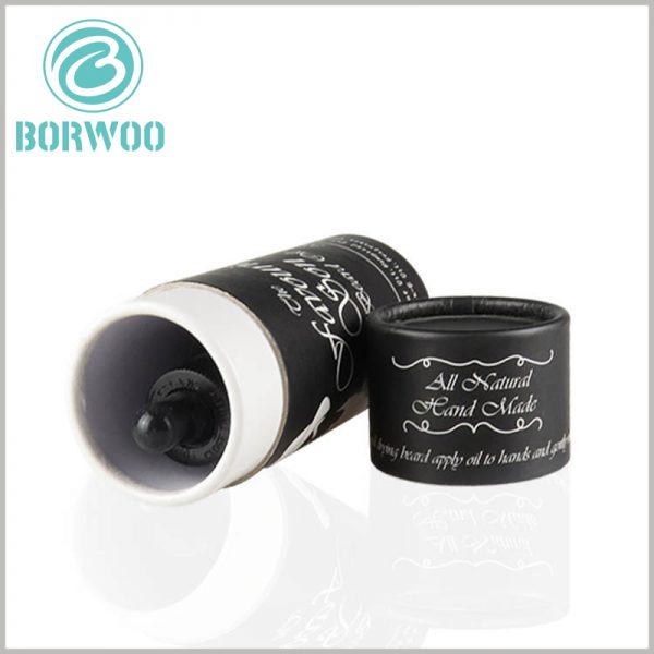 Black cardboard tube for essential oil packaging boxes.The size of the paper tube is only a little larger than the size of the essential oil glass bottle and does not cause excessive packaging.
