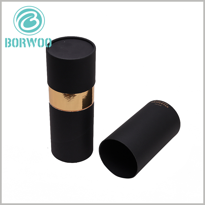 Black cardboard tube for wine packaging boxes.Paper tube packaging with black touch paper as raw material