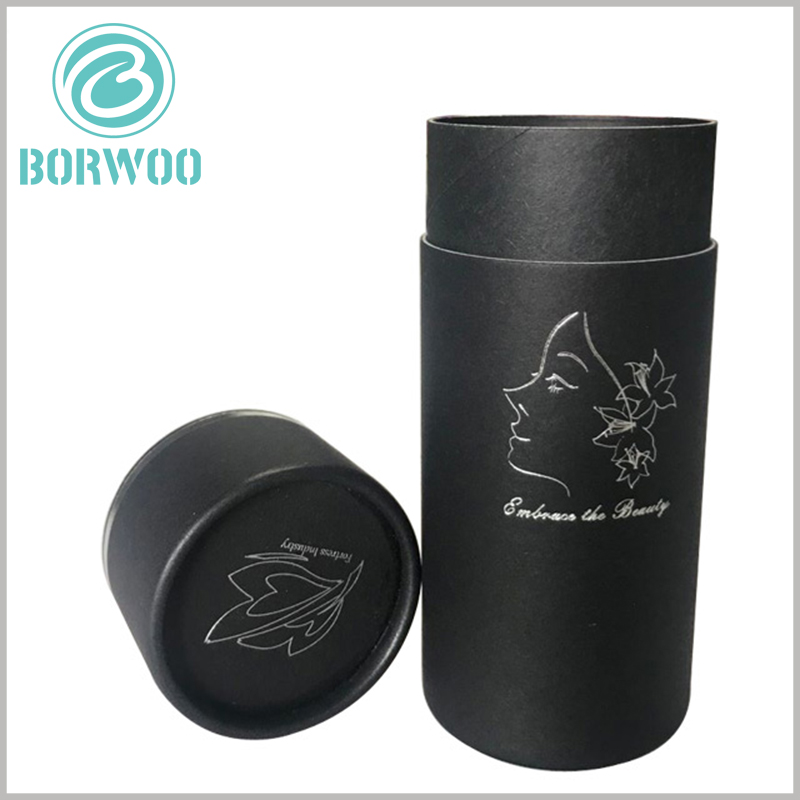 Black cardboard tubes packaging for cosmetics boxes.Inner tube wall thickness 2mm, outer tube wall thickness 1mm