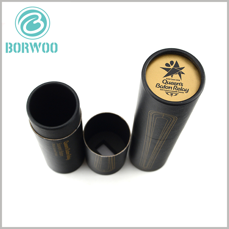 Black large cardboard round tube packaging for hair straightener