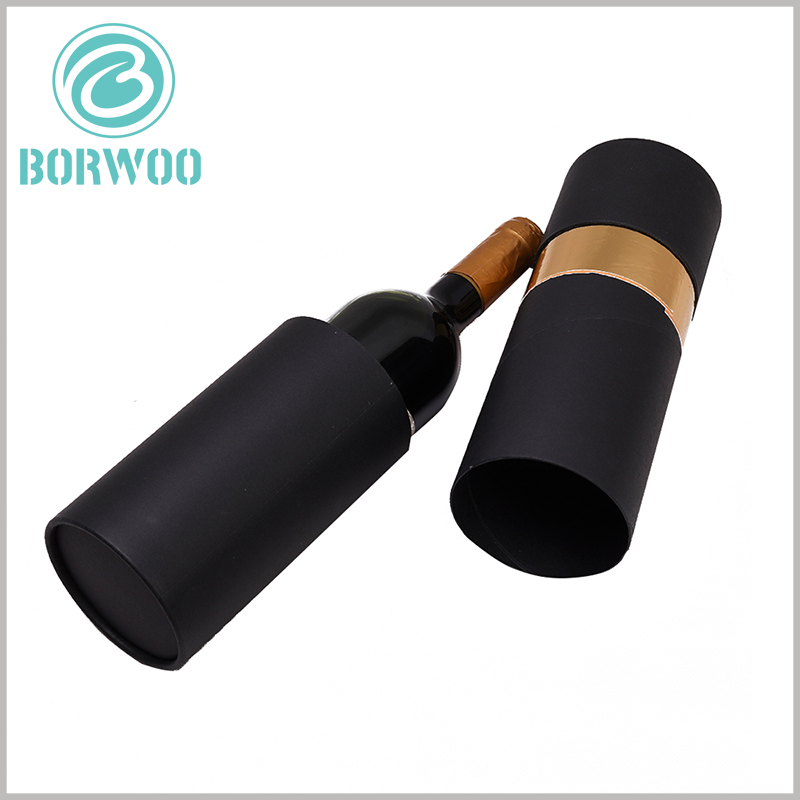Black large diameter cardboard tube for wine packaging boxes.forming into 2mm thickness tube, with golden cardboard attached inside