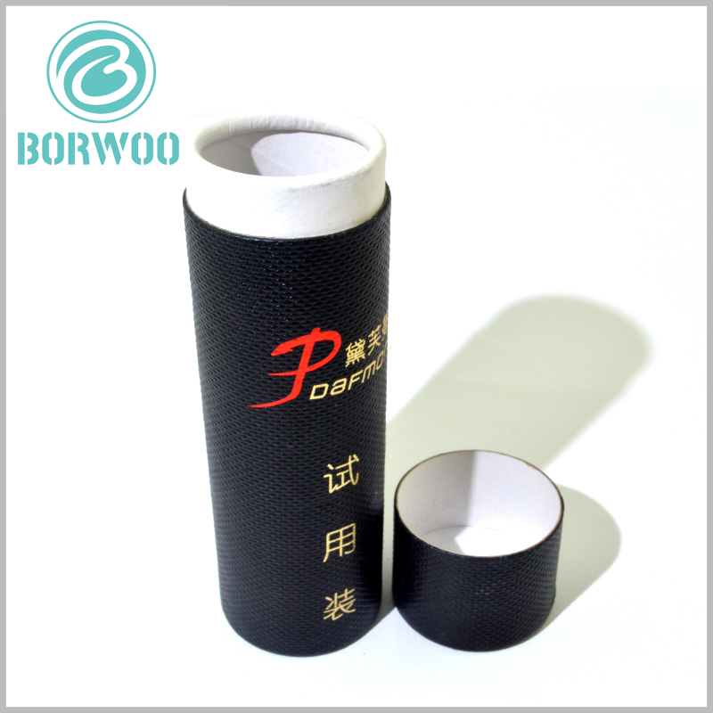 Black leather paper tube packaging for cosmetic boxes
