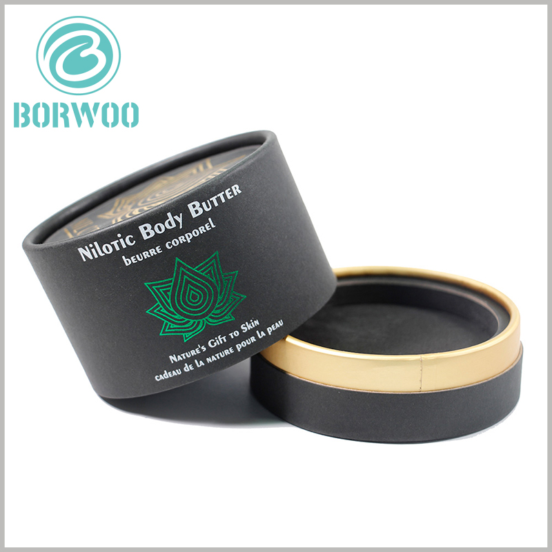 Black paper tube cosmetics packaging boxes wholesale.black EVA ring at the bottom of the package