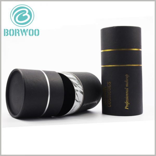 Black paper tube packaging for cosmetics boxes.This paper tube packaging is simple, but it can reflect the product model and brand value.
