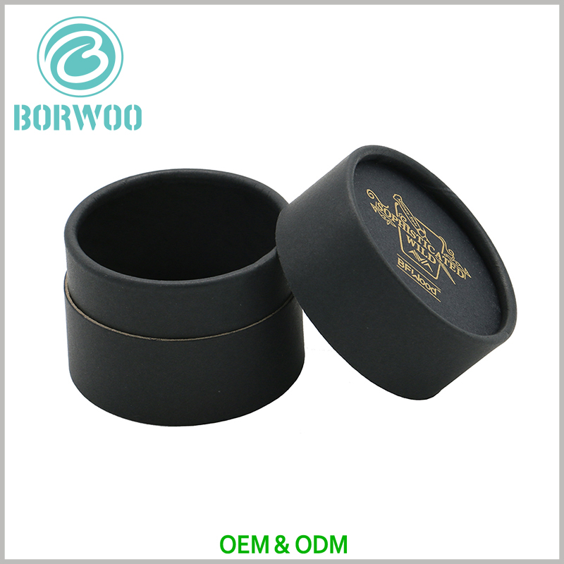 Black paper tube packaging with bronzing logo wholesale.
