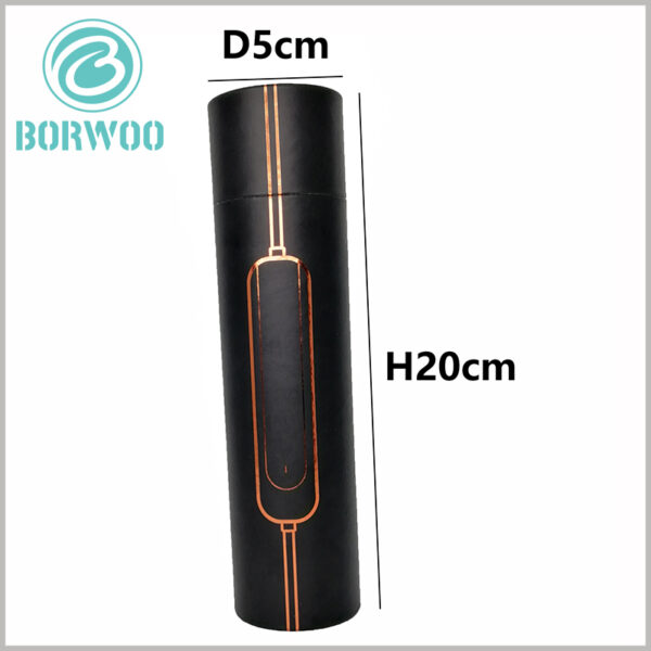 Black paper tubes boxes packaging for cable.diameter of 5cm and height of 20cm for the tube.