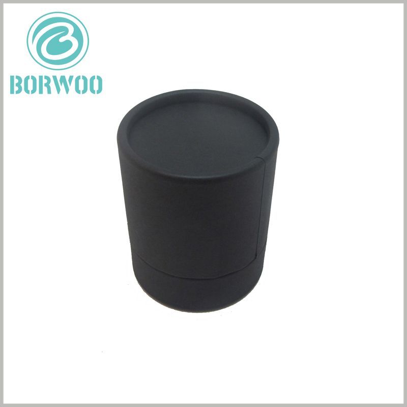 Black round cosmetic packaging boxes wholesale.The black paper tube can print the content and determine the diameter and height of the cylinder package according to the product.