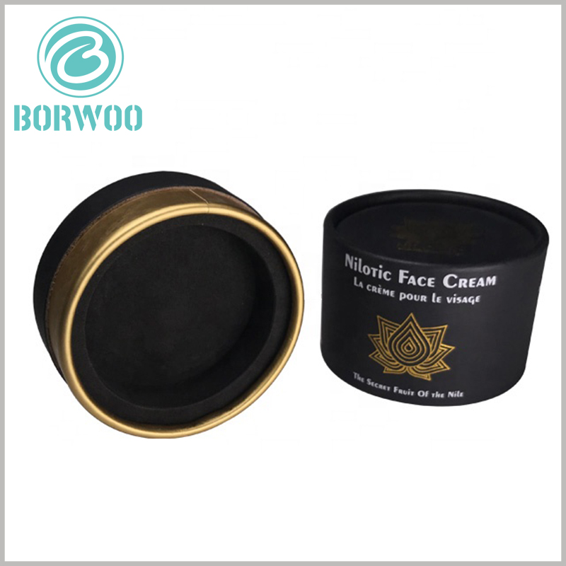 Black small paper tube packaging for cosmetics boxes.premium cream packaging with bronzing LOGO