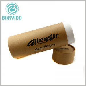 Brown Kraft paper tube boxes for pre-filters packaging.Simple packaging design