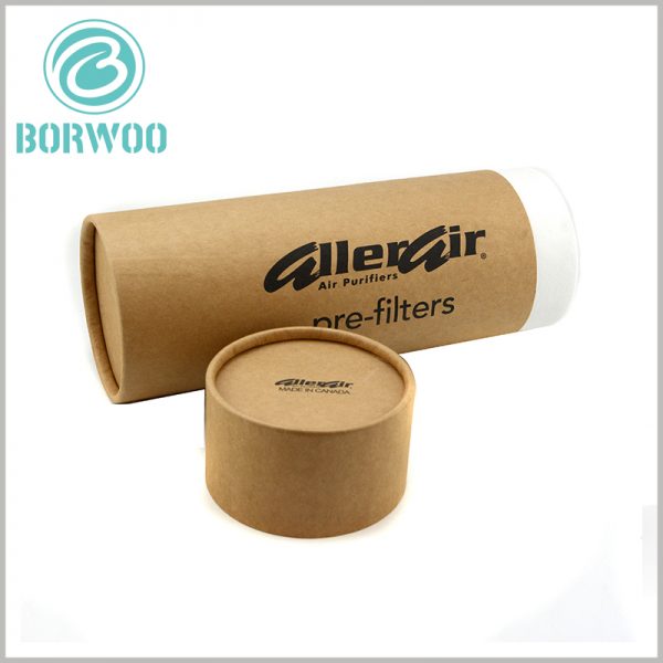 Brown Kraft paper tube packaging boxes with lids wholesale.The lid’s height is 1/5 of the overall height.