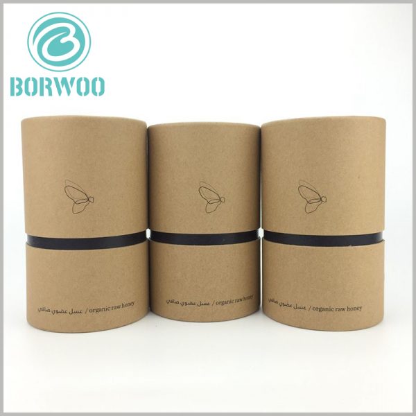 Brown Kraft paper tube packaging for food boxes.Printed content reflects product features