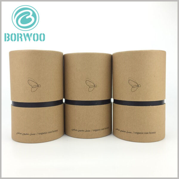 Brown Kraft paper tube packaging for food boxes.Printed content reflects product features