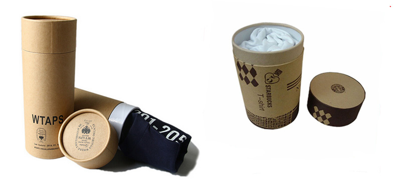 Wholesale Brown kraft paper t shirt tube packaging with logo