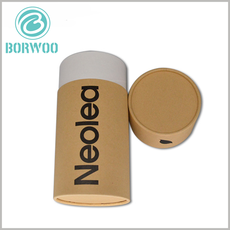 Brown kraft paper tube packaging boxes wholesale.Simple packaging design, mainly highlighting the brand of the product