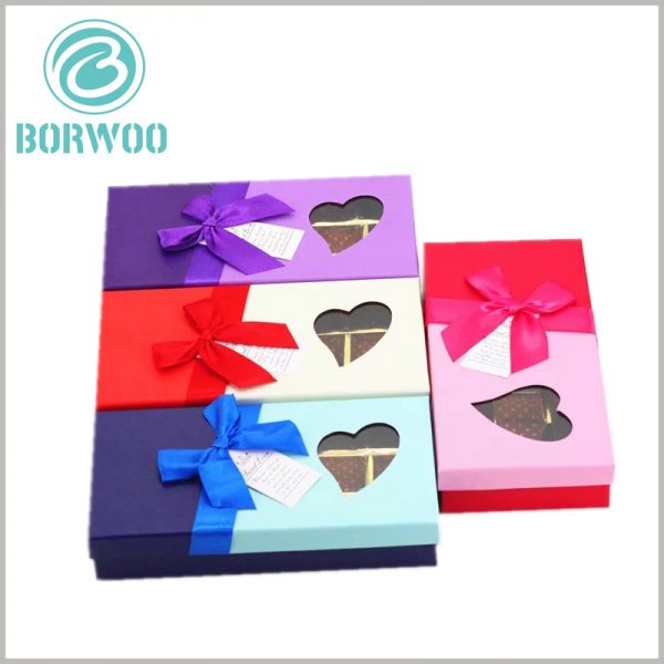 Cardboard chocolate gift boxes with heart-shaped window wholesale.Excellent packaging design and color scheme make chocolate packaging more attractive.