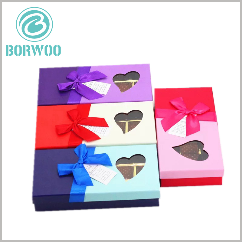 Cardboard chocolate gift boxes with heart-shaped window wholesale.Excellent packaging design and color scheme make chocolate packaging more attractive.