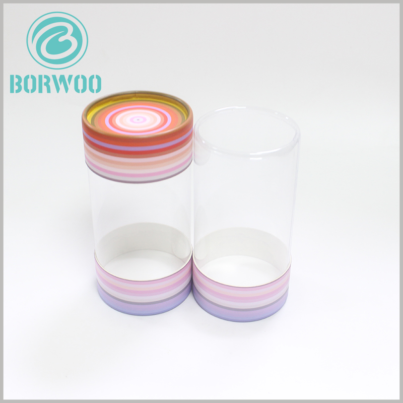 Cheap clear PVC tube packaging with printable paper lids.We can provide tube packaging of different diameters and heights according to your actual needs.