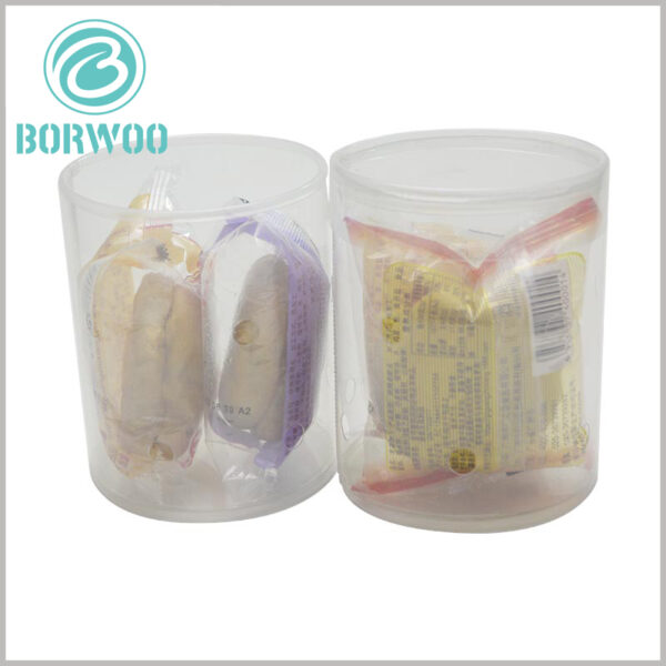 Clear plastic tube food packaging for cookie