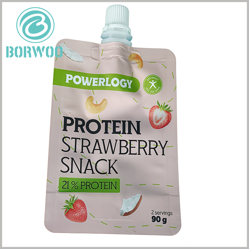 90g stand up pouch with spout – Leak-resistant design for thick liquids, perfect for energy gels & smoothie concentrates.