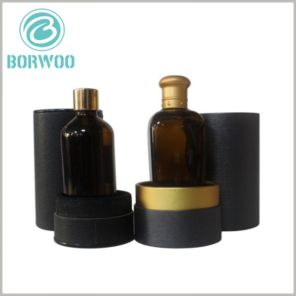 Creative Black cardboard round tubes packaging for bottle.Black paper tube packaging uses different materials and will have different visual effects