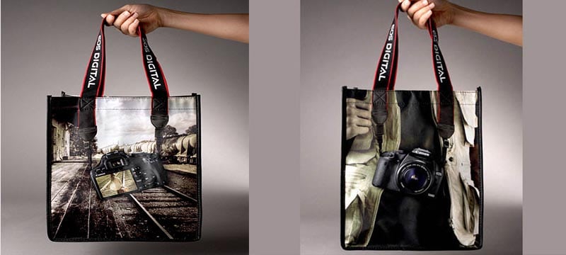 Creative camera shopping bag,Maximize the use of camera mobile advertising to promote brand advertising