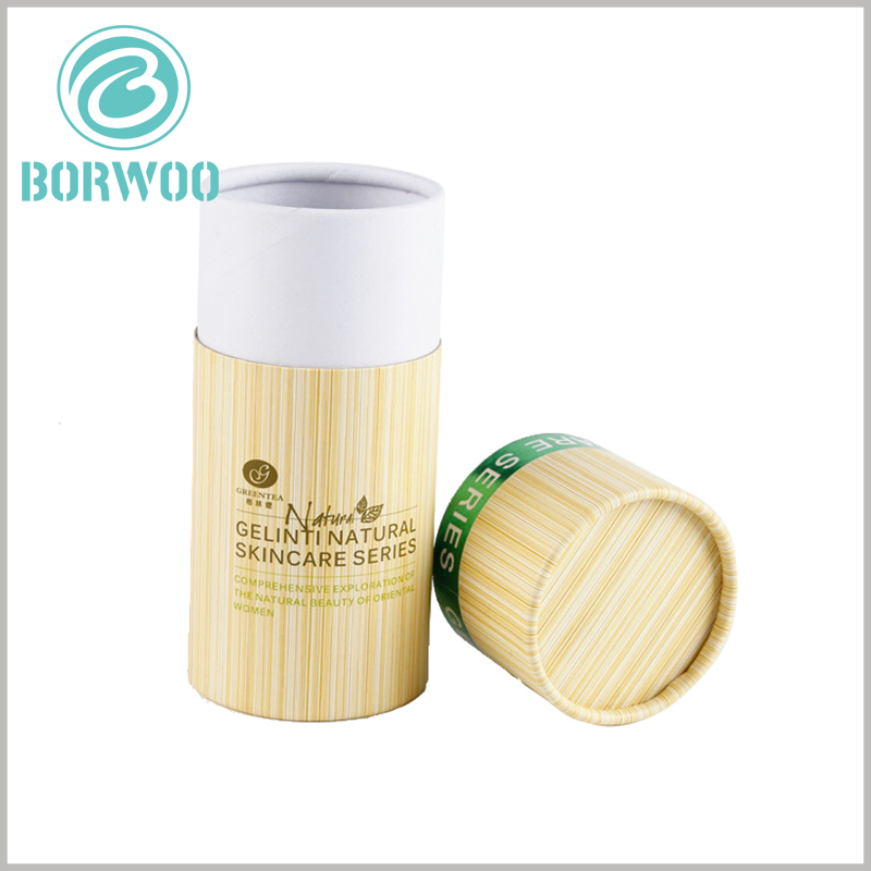 Creative imitation bamboo paper tube boxes for skin care product packaging.the words and LOGOs are also well printed and with embossing effect.