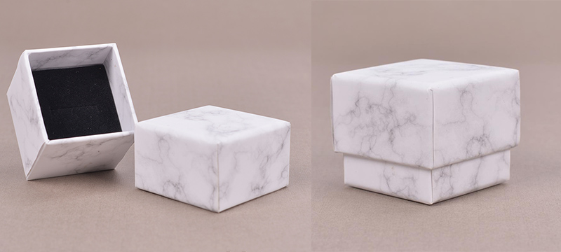 Creative square cardboard jewelry packaging boxes,White 3D printing Dali pattern ring boxes packaging