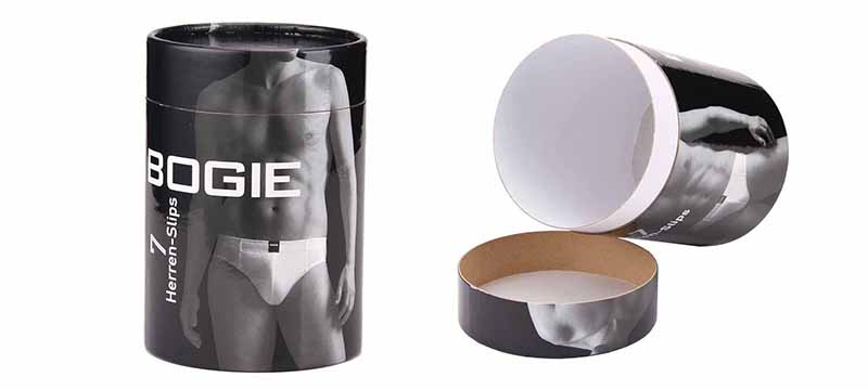 Creative men's underwear packaging boxes design,used the printed paper tube packaging form
