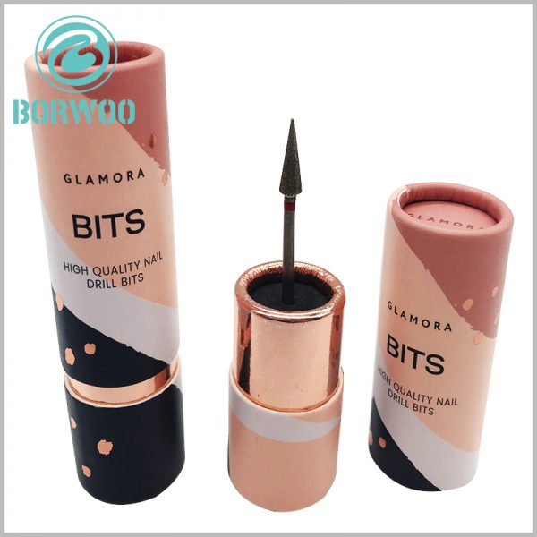 Custom 1 inch diameter cardboard tubes packaging for nail drill bits, the inside of the paper tube uses EVA insert to fix the product
