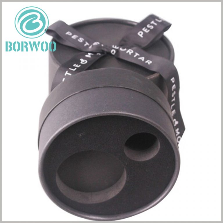 Black cardboard tube gift packaging boxes with EVA stuffing