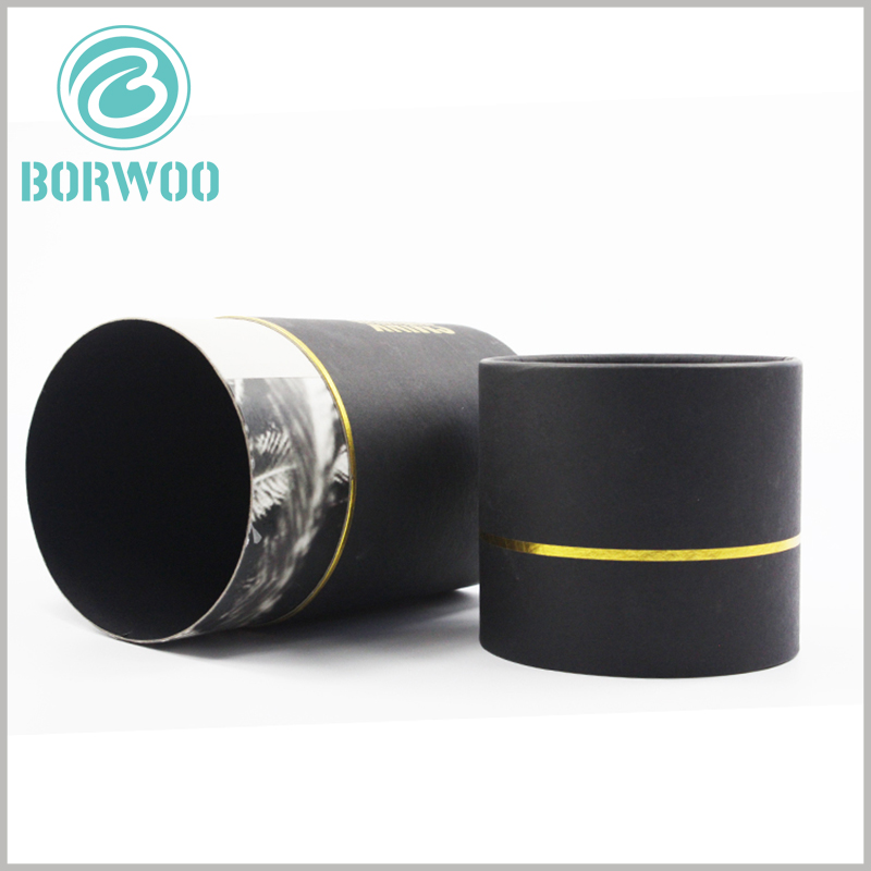 Custom Black cardboard tube packaging boxes wholesale.The thickness of the cardboard tube is 1.2mm, which increases the reinforcement and durability of the round boxes packaging