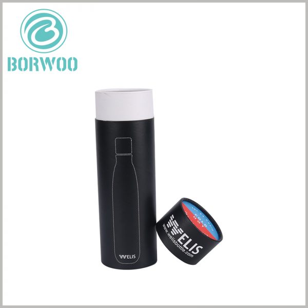 Custom Black cardboard tubes boxes for bottles packaging.it uses a tube made by 350g SBS to realize a thickness of 1.2mm