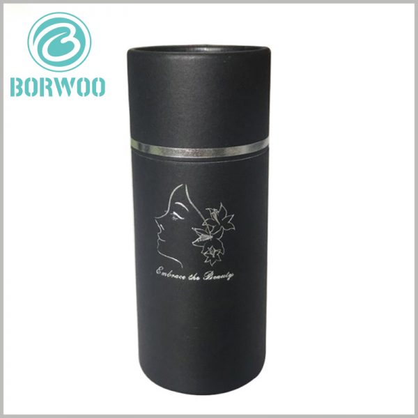 Custom Black paper tubes packaging with logo.Creative LOGO uses hot silver printing to enhance brand appeal