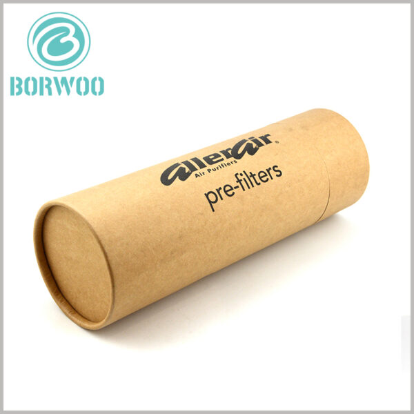 Custom Brown Kraft tube packaging boxes with printing.The design is simple but stylish, brand and logo printed in simple way on the surface