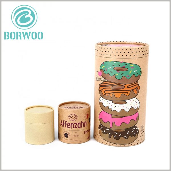 Custom Brown kraft paper tube packaging for food.The printing can be achieved by many methods: CMYK, laser, digital printing