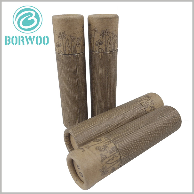 Custom Creative small diameter paper tube packaging.The aspect of the box may look like a wooden case but in actual the motif is just printed on a layer of 157g chrome paper