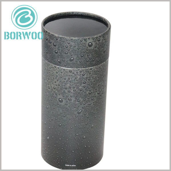 Custom Creative small paper tube packaging for cosmetics boxes.the pattern emphasizes water drops on a grey background, easy to achieve but with good visual effect.