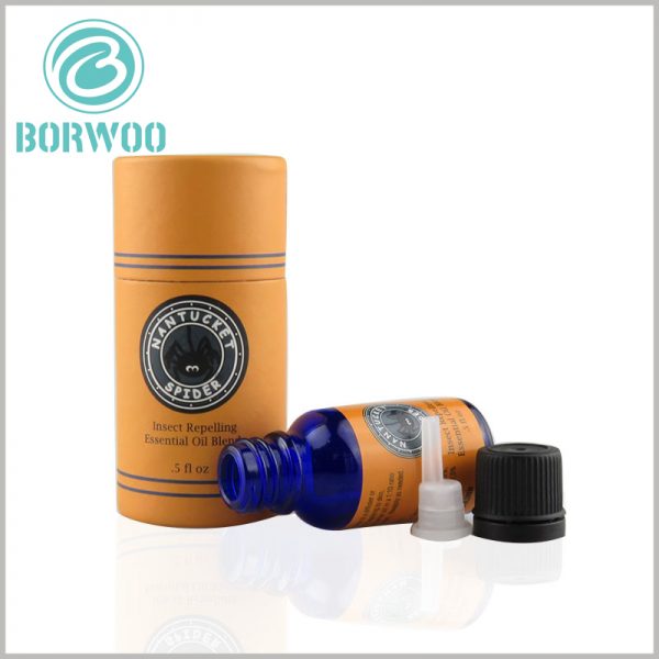 Custom Exquisite cardboard tubes boxes for 5 oz essential oil packaging.This round tube package is compact, and the package size is a little larger than the product size, without wasting too much space.