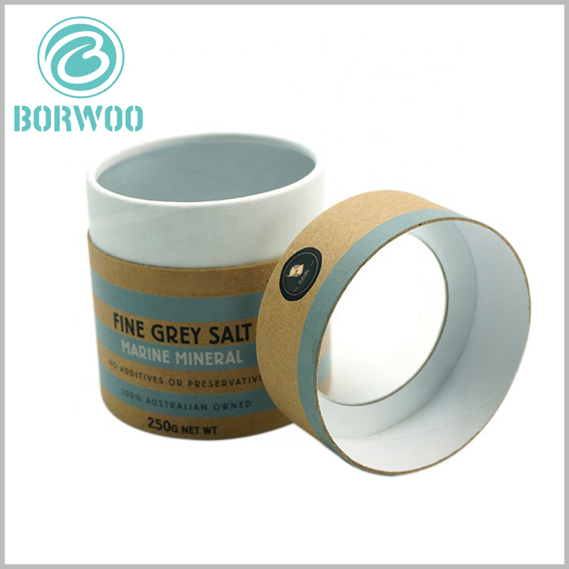 Custom Food grade tube packaging of salt.The thickness of the paper tube is 1.2mm, and the inner side of the paper tube has aluminum foil to protect the food.