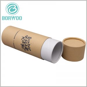 Custom Kraft paper tube packaging boxes with logo. The inner tube of kraft paper tube packaging is made of white cardboard as the raw material, so the inner tube is white.